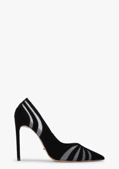 Arrow Black Suede Heels