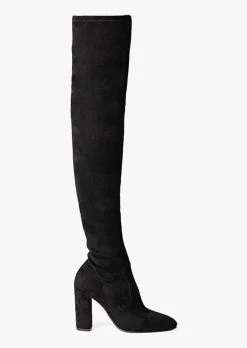 Bloom Black Stretch Suede Long Boots