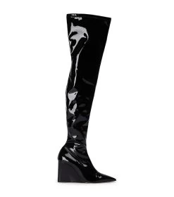 Doja Black Stretch Patent Long Boots -Tony Bianco Sales doja black stretch patent long boots 1288 1