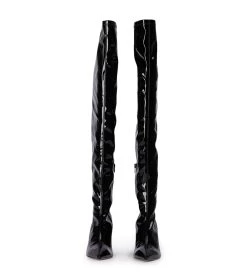 Doja Black Stretch Patent Long Boots -Tony Bianco Sales doja black stretch patent long boots 1288 3