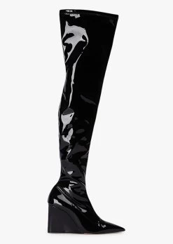Doja Black Stretch Patent Long Boots
