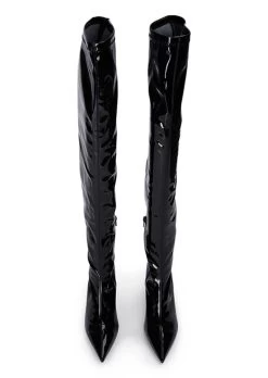 Doja Black Stretch Patent Long Boots -Tony Bianco Sales doja black stretch patent long boots 720 2
