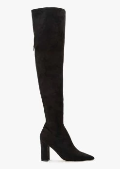 Estella Black Stretch Suede Long Boots