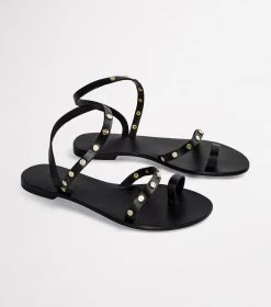 Finola Black Flats -Tony Bianco Sales finola black flat sandals 1288 3