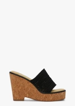 Harlow Black Crochet Wedges