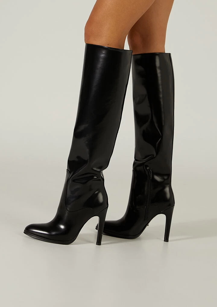 Hot Black Hi Shine Calf Boots 4 Hot Black Hi Shine Calf Boots - Image 2