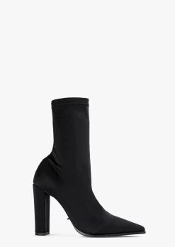 Lila Black Lycra Ankle Boots