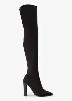 Lucca Black Sock Knit Long Boots
