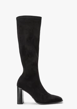 Renae Black Stretch Suede Calf Boots