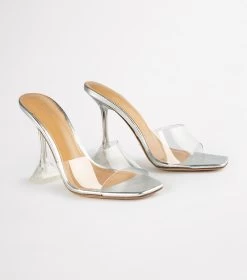 Serri Clear Vinylite/Silver Heels -Tony Bianco Sales serrin clear vinylite silver tony bianco heels 1288 2