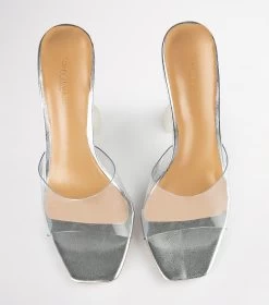 Serri Clear Vinylite/Silver Heels -Tony Bianco Sales serrin clear vinylite silver tony bianco heels 1288 3